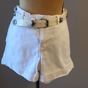 Tommy Hilfiger White Cotton Cuffed Denim Shorts Size 10
